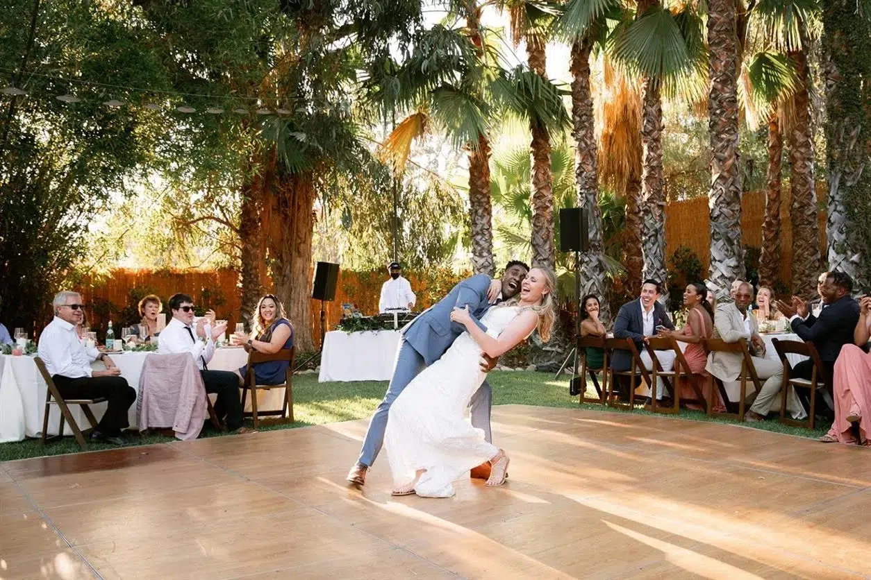 wooden dance floor at capri hotel wedding venue