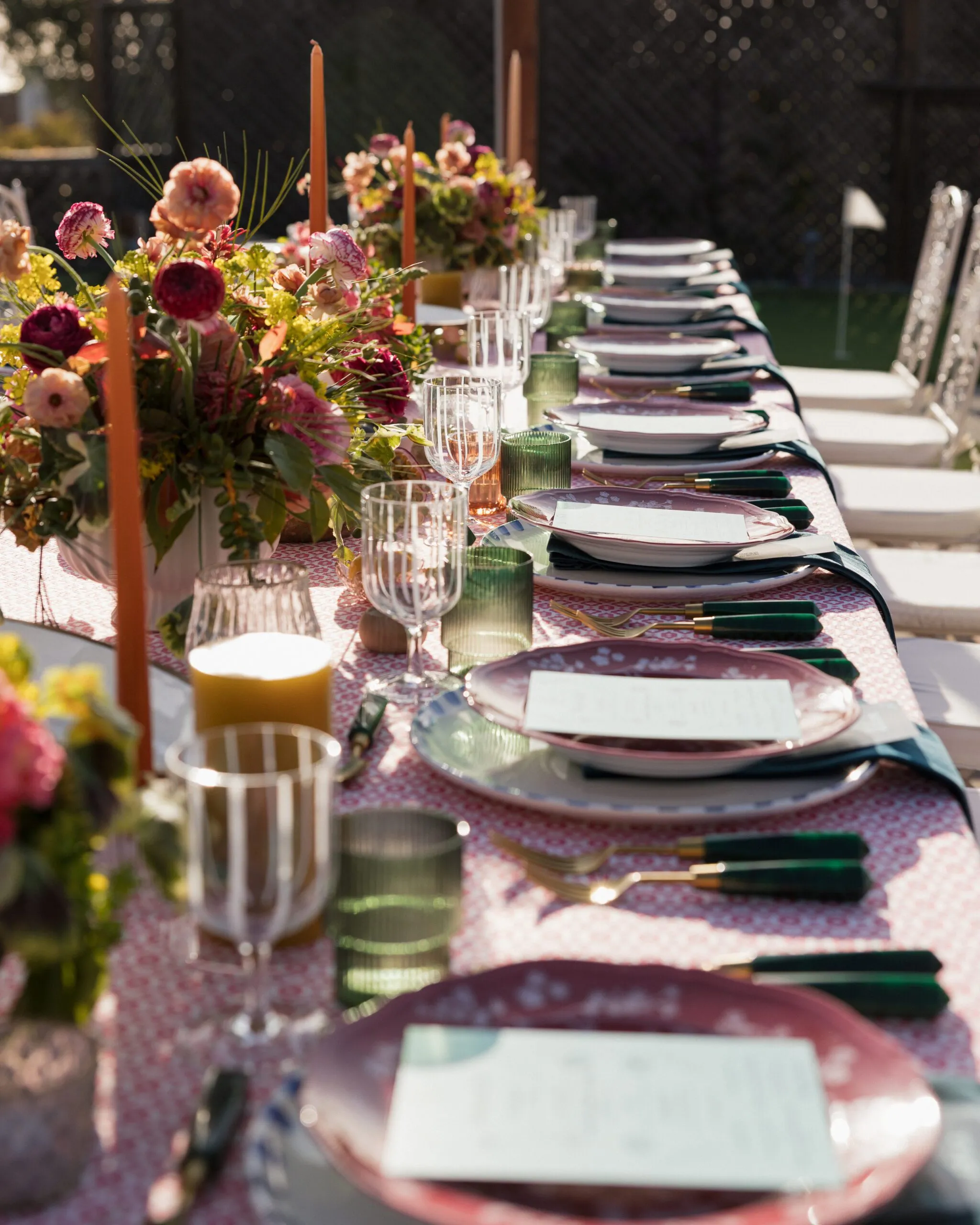 dining furniture and tableware for family event