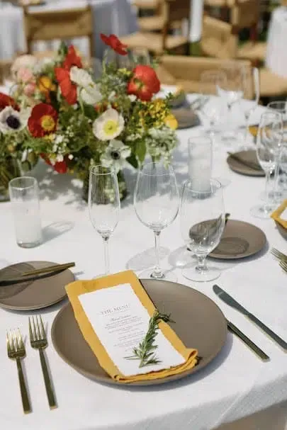 elegant tableware and linen
