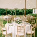 elegant table setting for outdoor wedding event