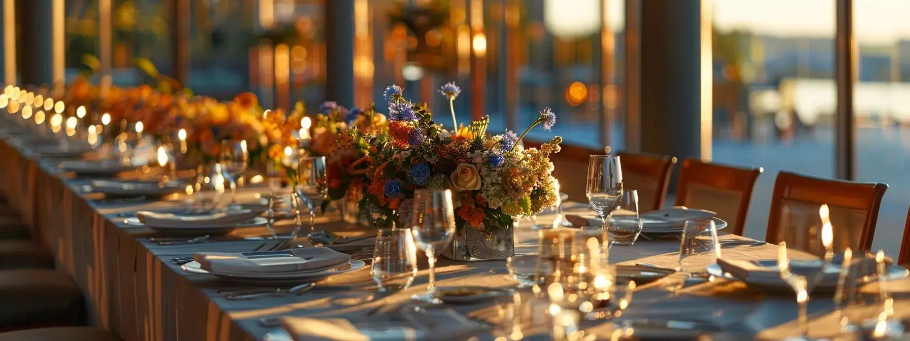 an elegantly designed dining table set for a milestone event showcases luxurious designer linens, artistic centerpieces, and sustainable tableware, all arranged in a harmonious color palette that reflects a modern yet sophisticated atmosphere.