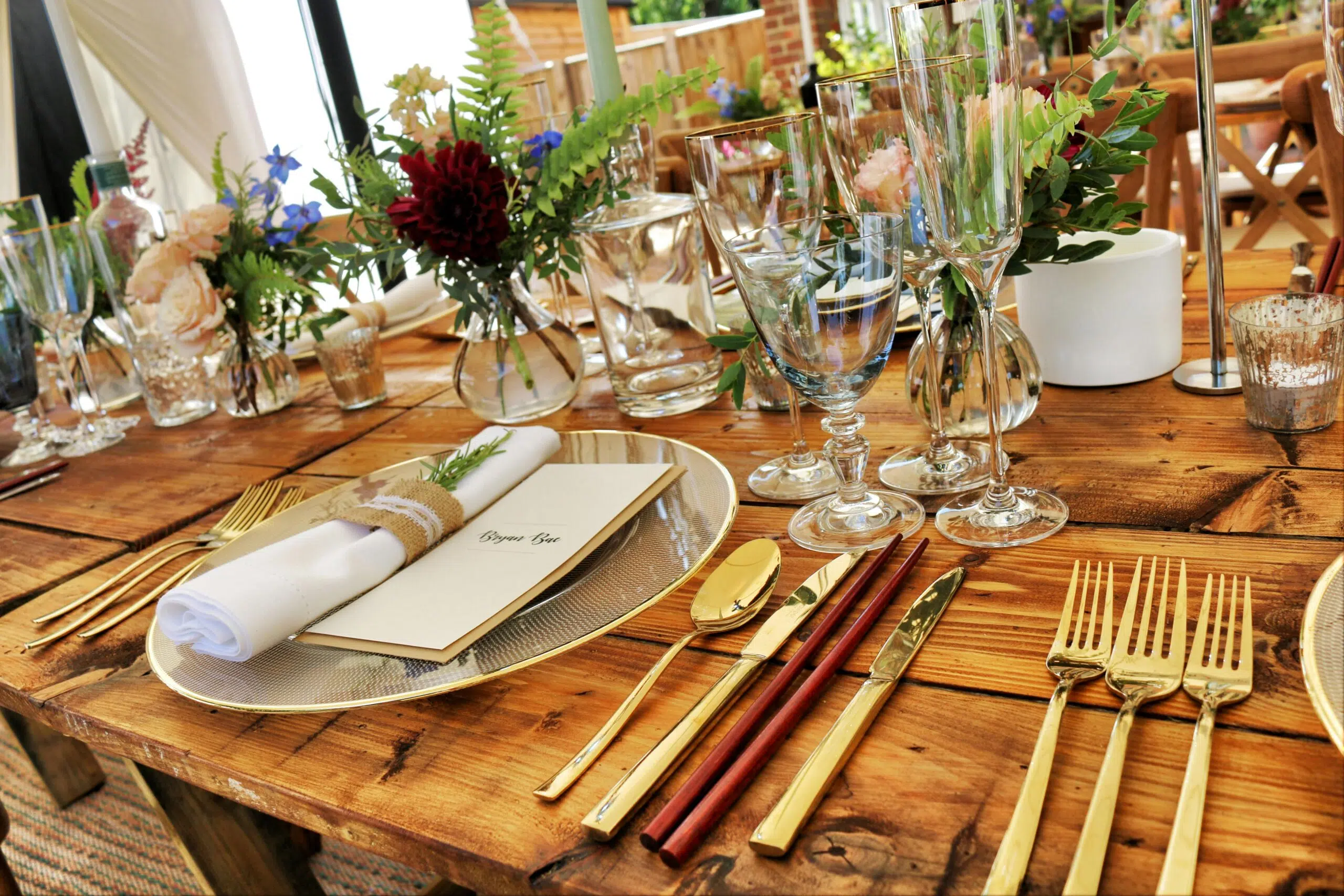 aesthetic tableware on wooden table