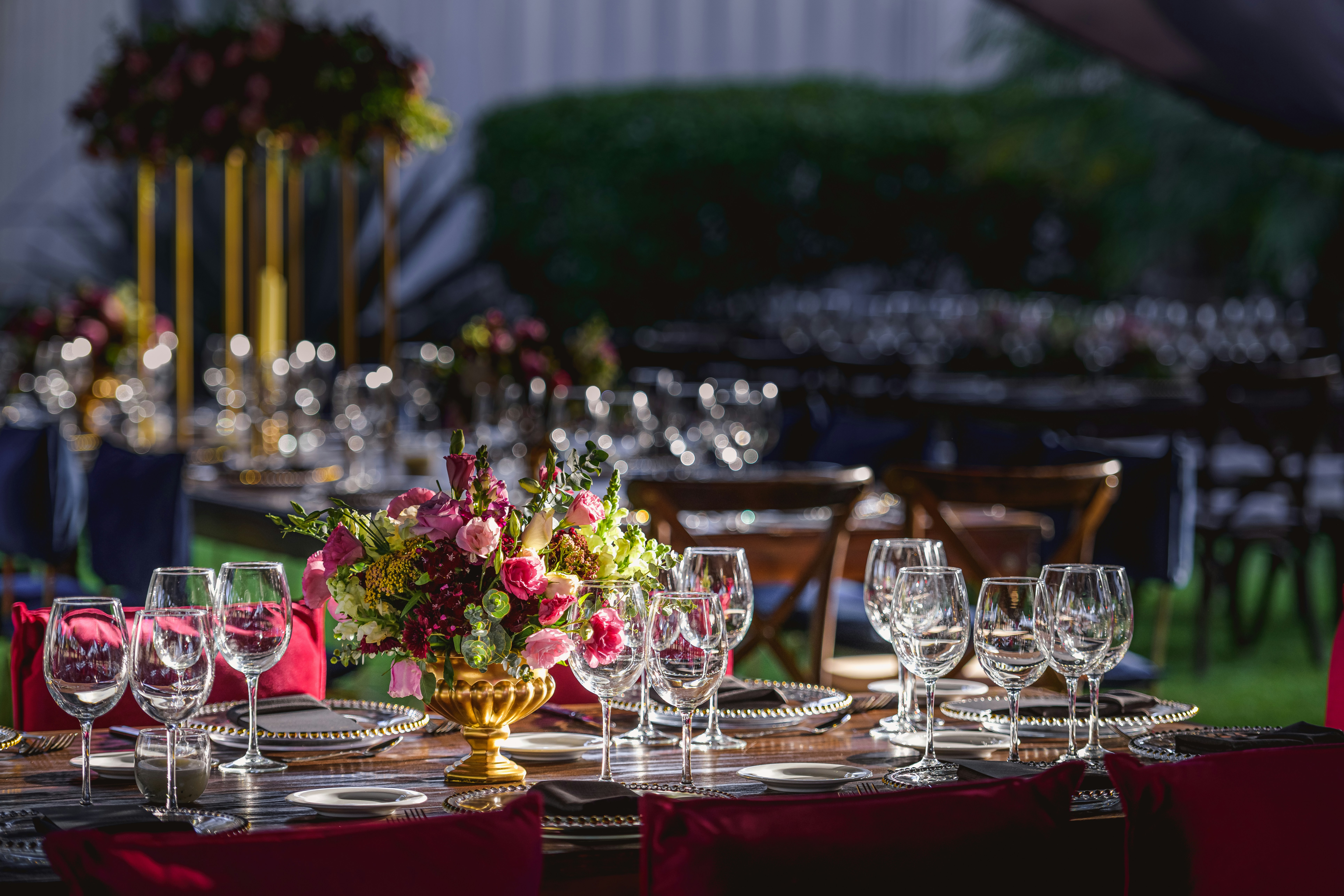 outdoor setup of table with tableware