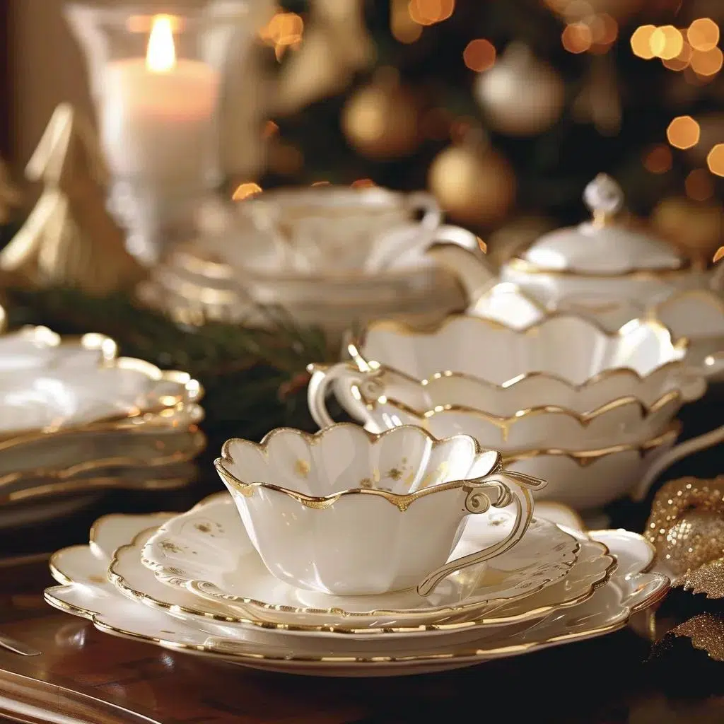 Elegant holiday dishware selection for festive table settings