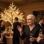 Elegant New Year’s Eve party setup with stylish furniture and festive decor