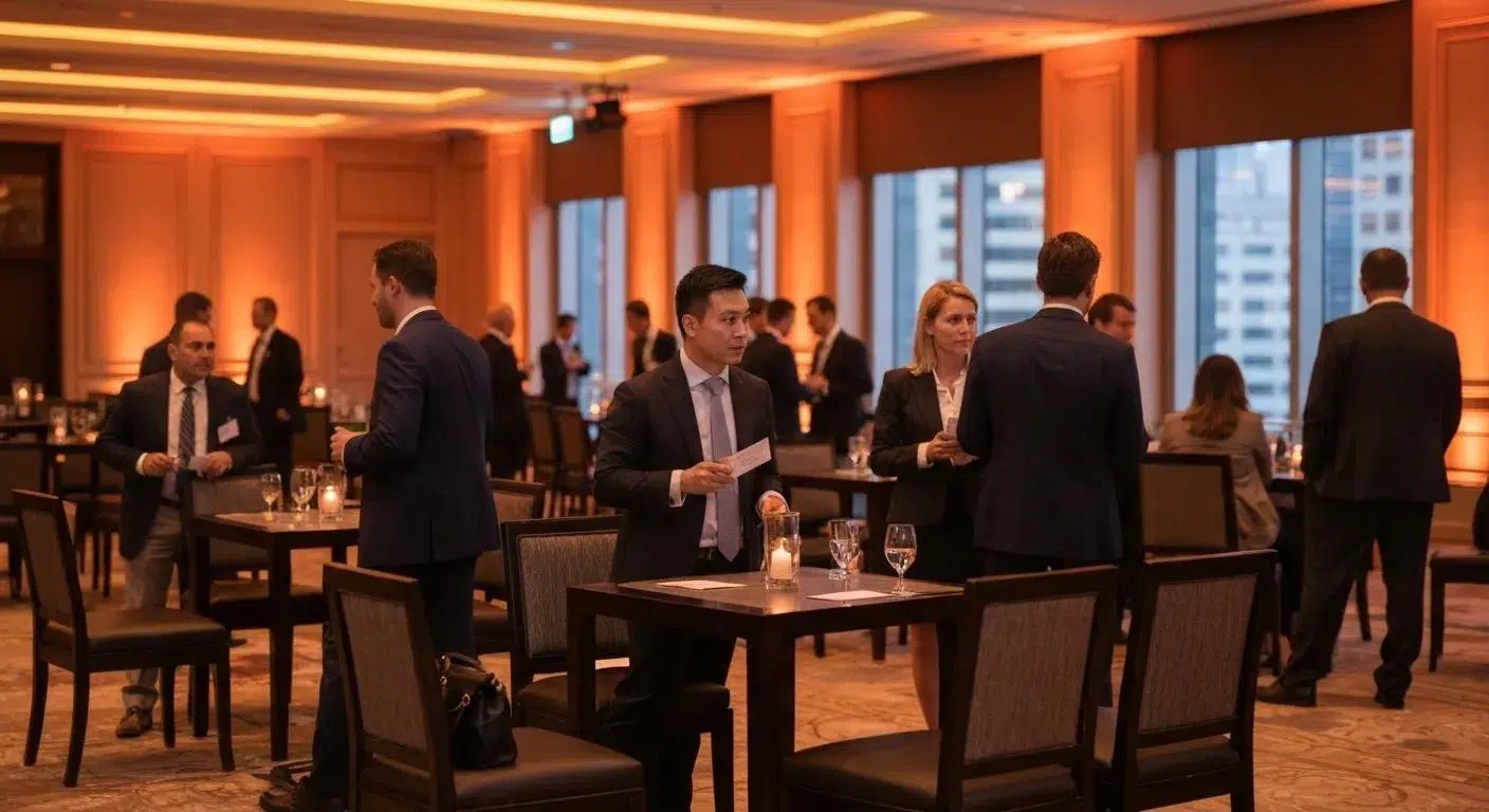 Successful corporate event showcasing networking and professional setup