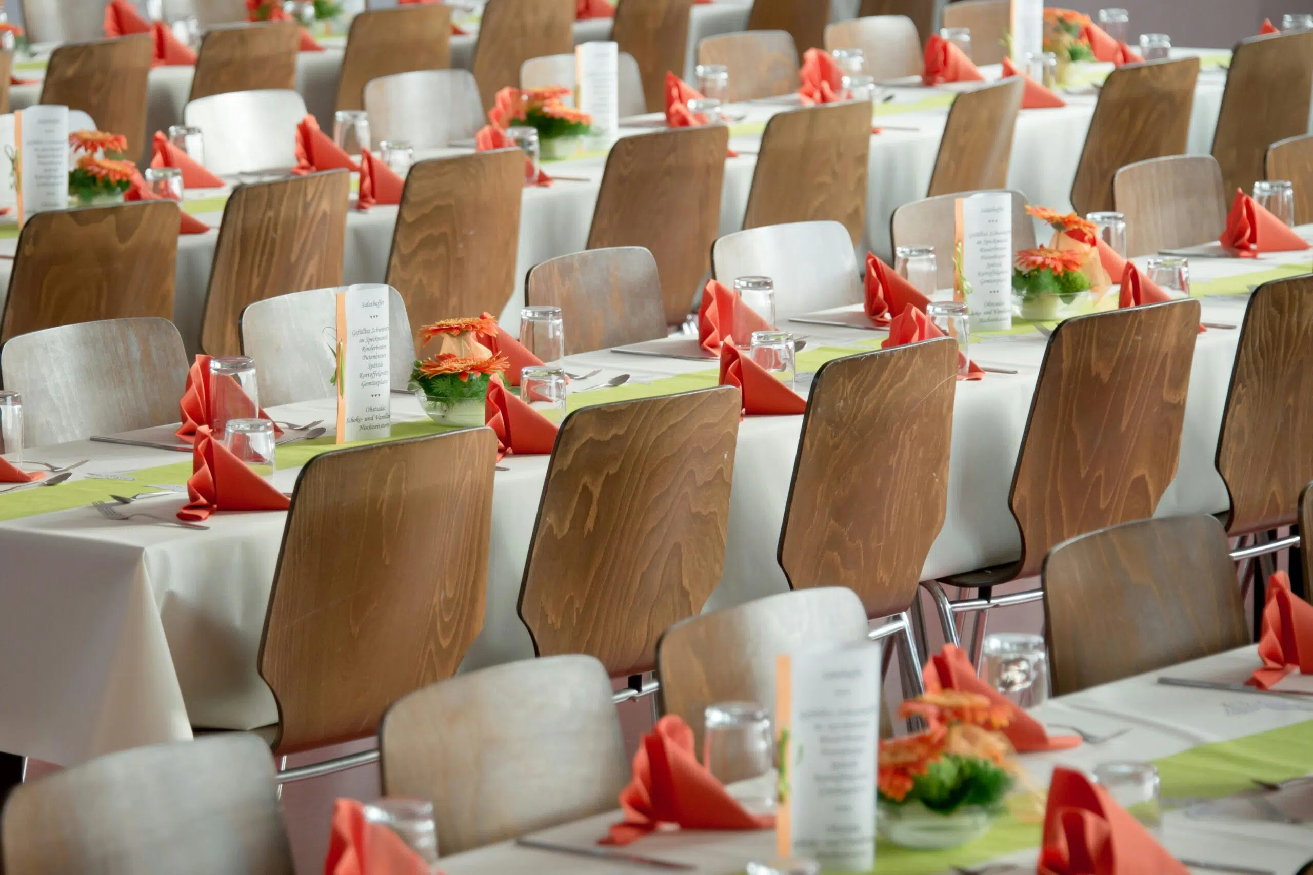 long tables and chairs for corporate event