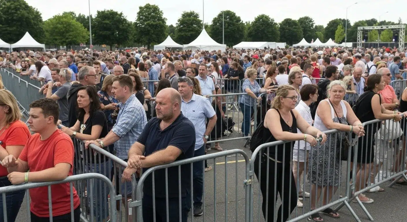 Barricades at event to control crowd