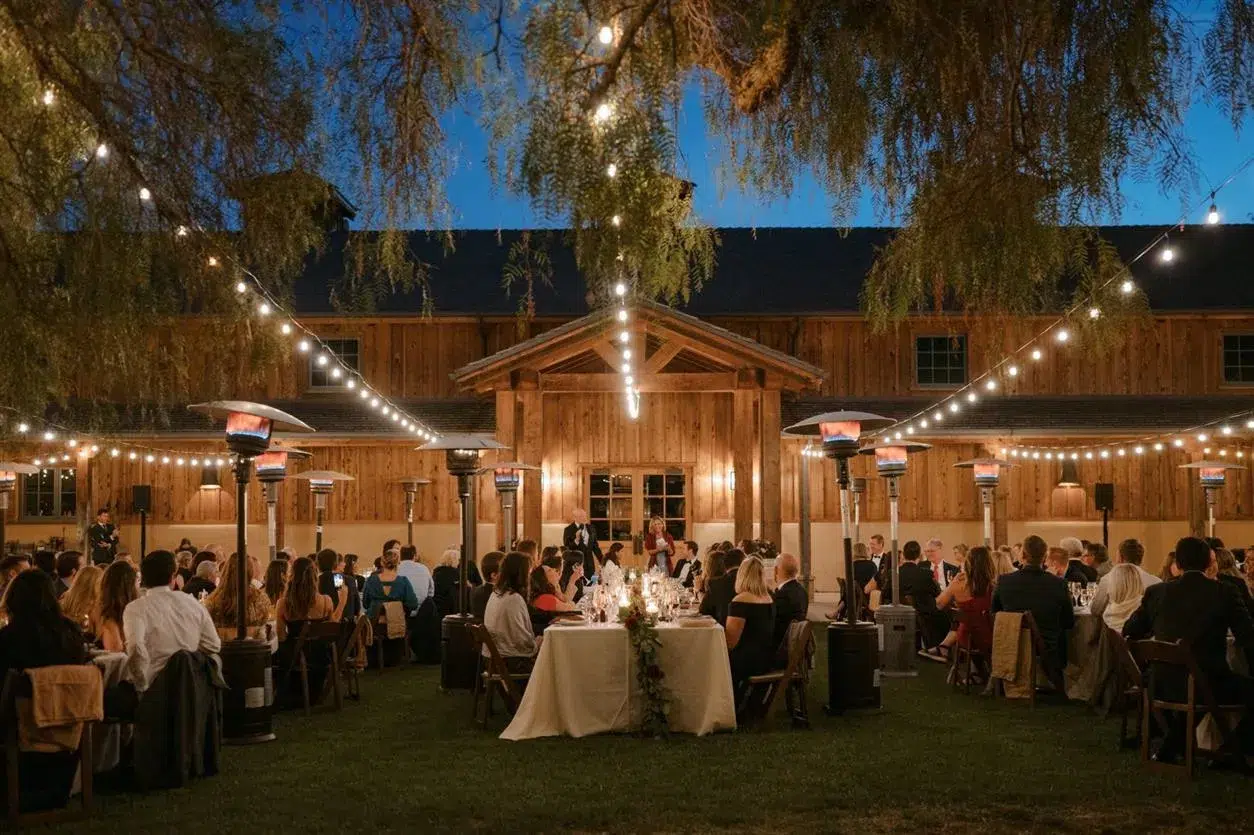 heaters at outdoor wedding event