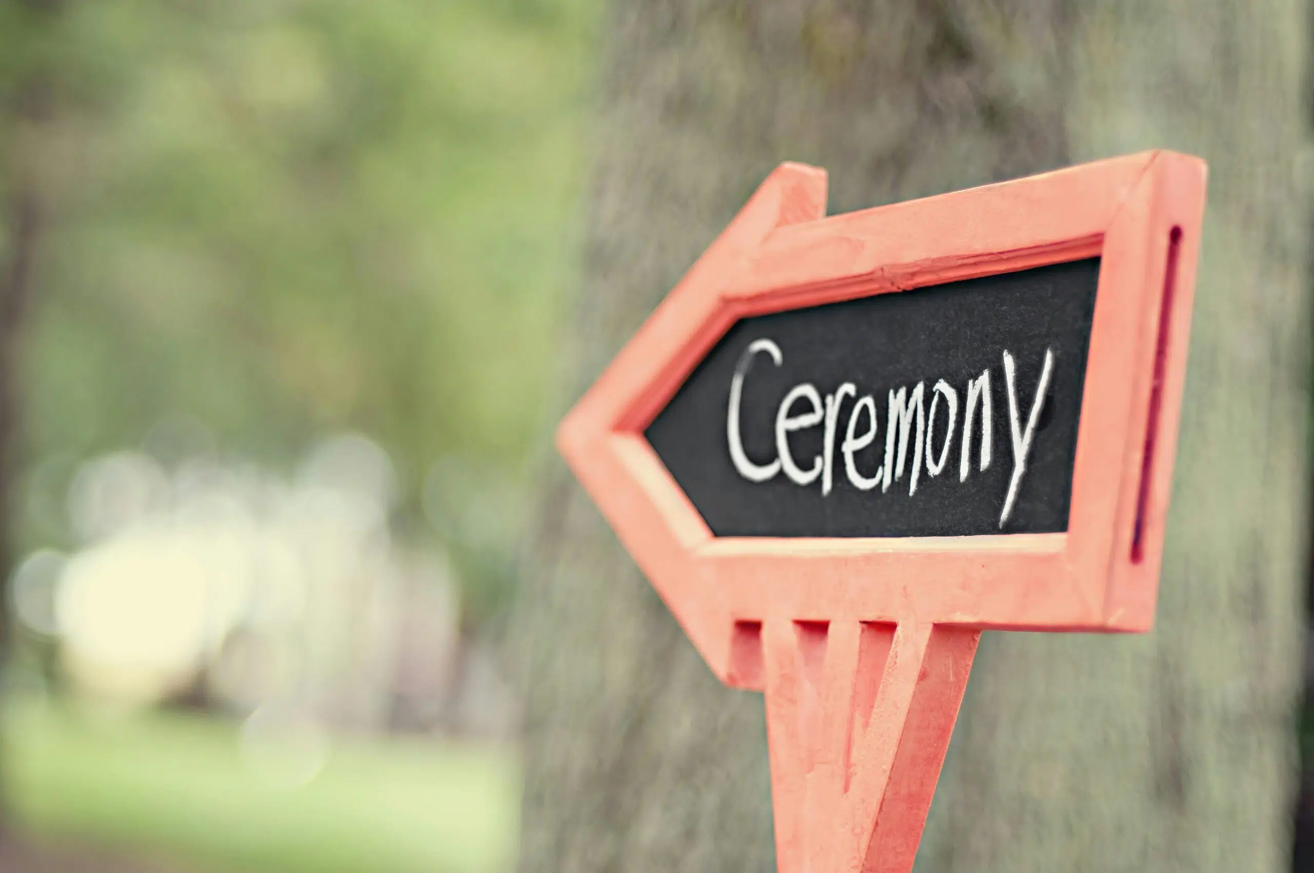 'ceremony' written on event signage 