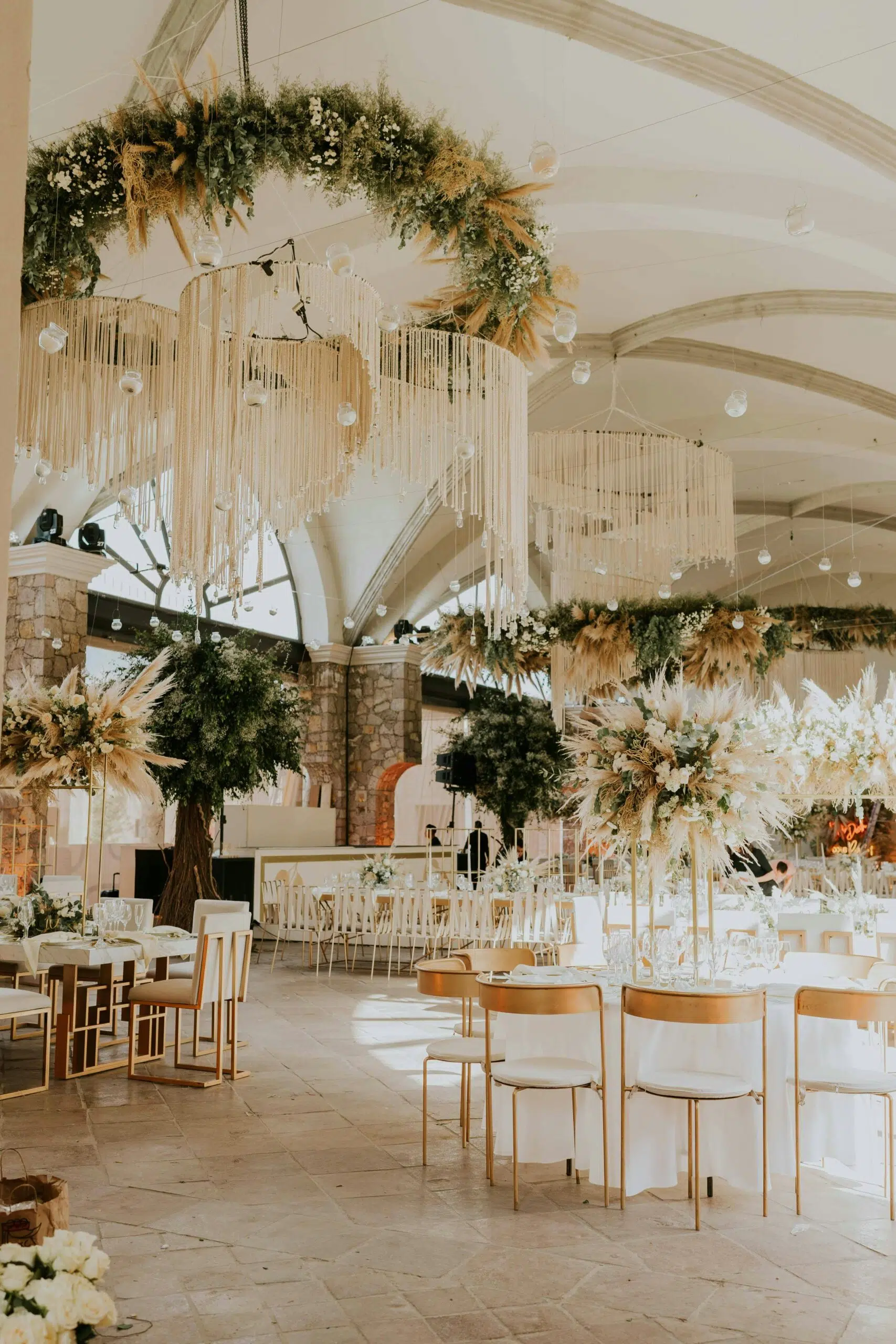 hall decorated for wedding ceremony