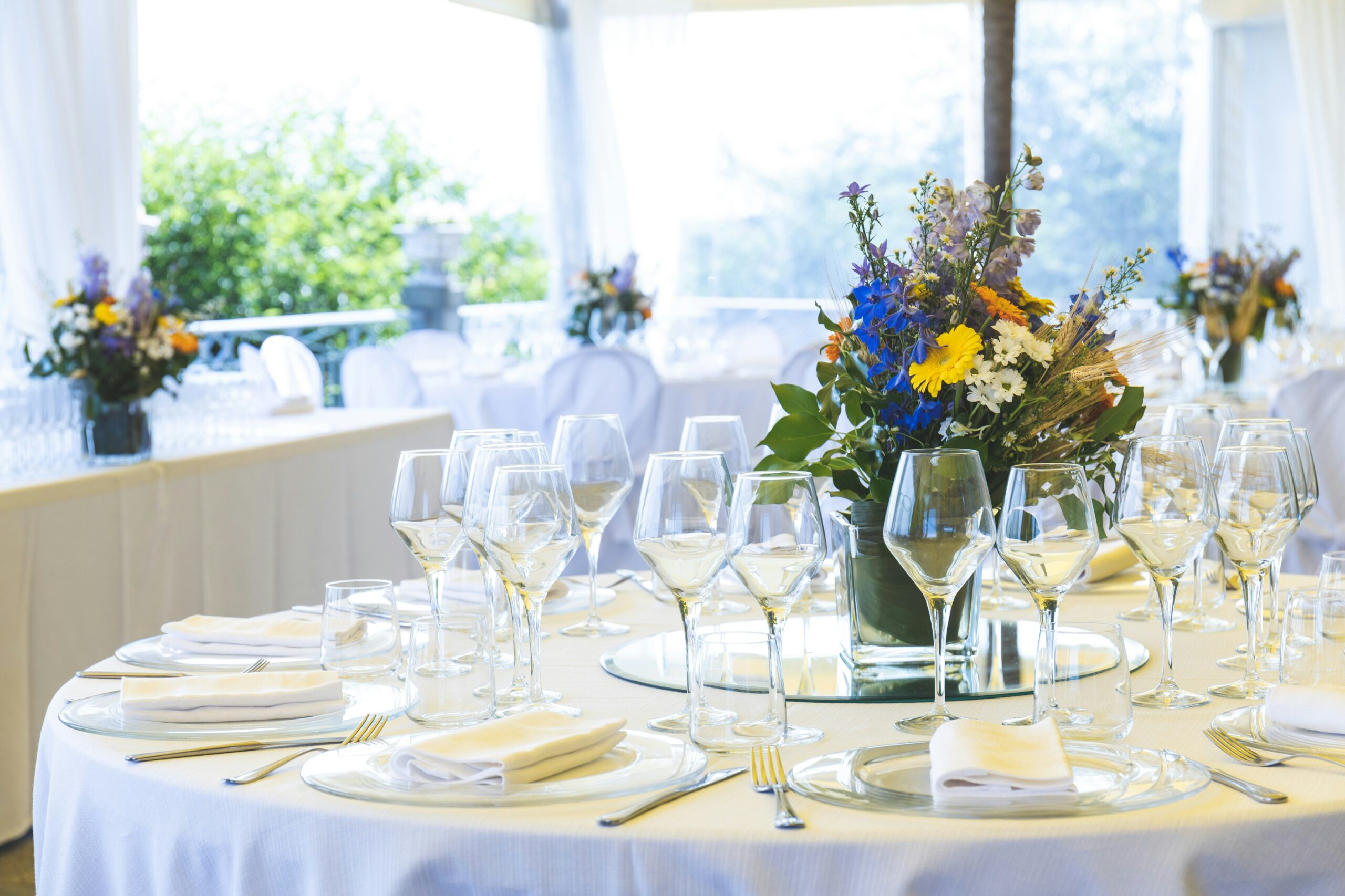 tented event setup with table 