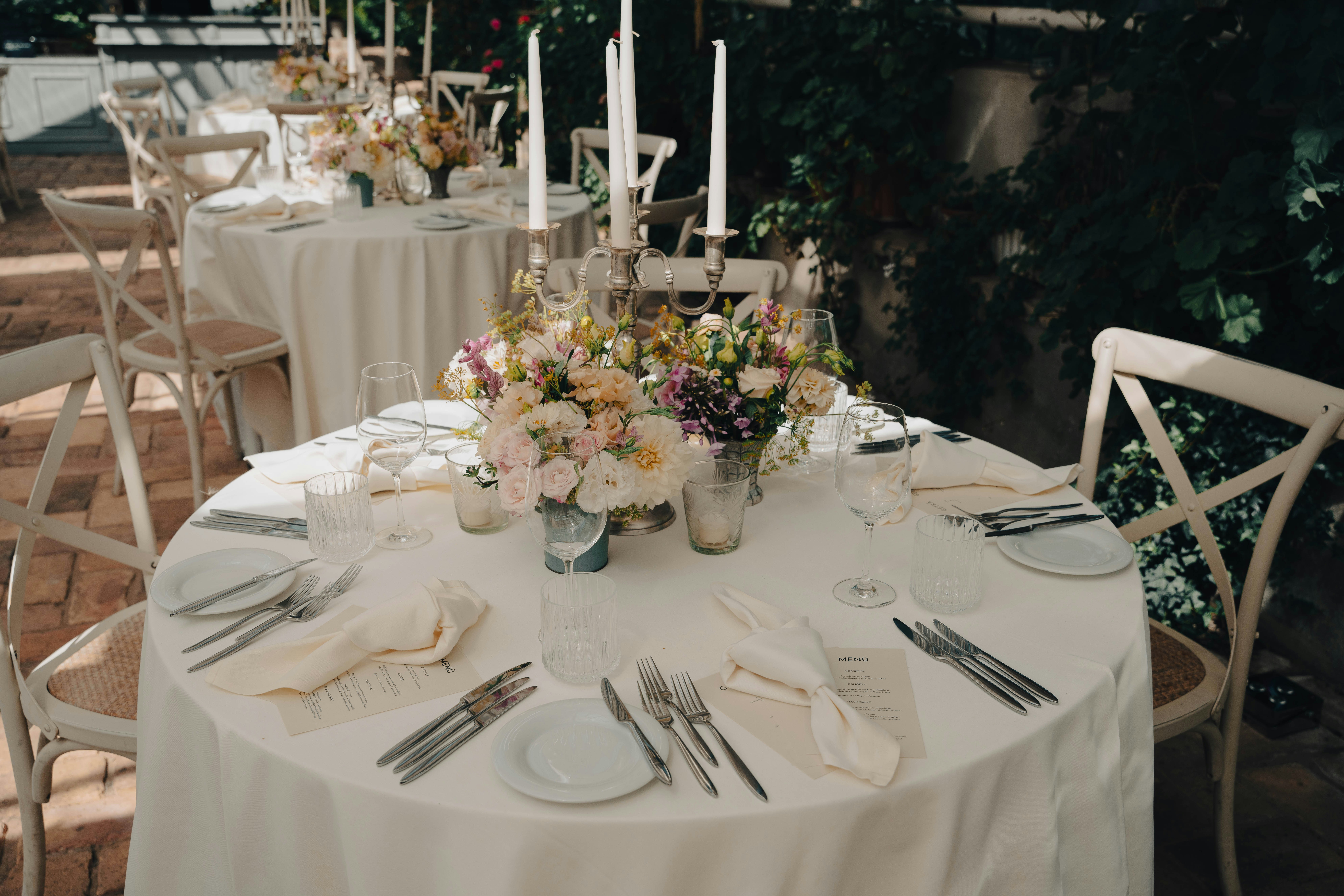 classy outdoor table setup at an event