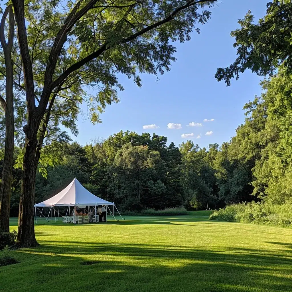Ideal outdoor wedding venue with flat terrain and scenic surroundings