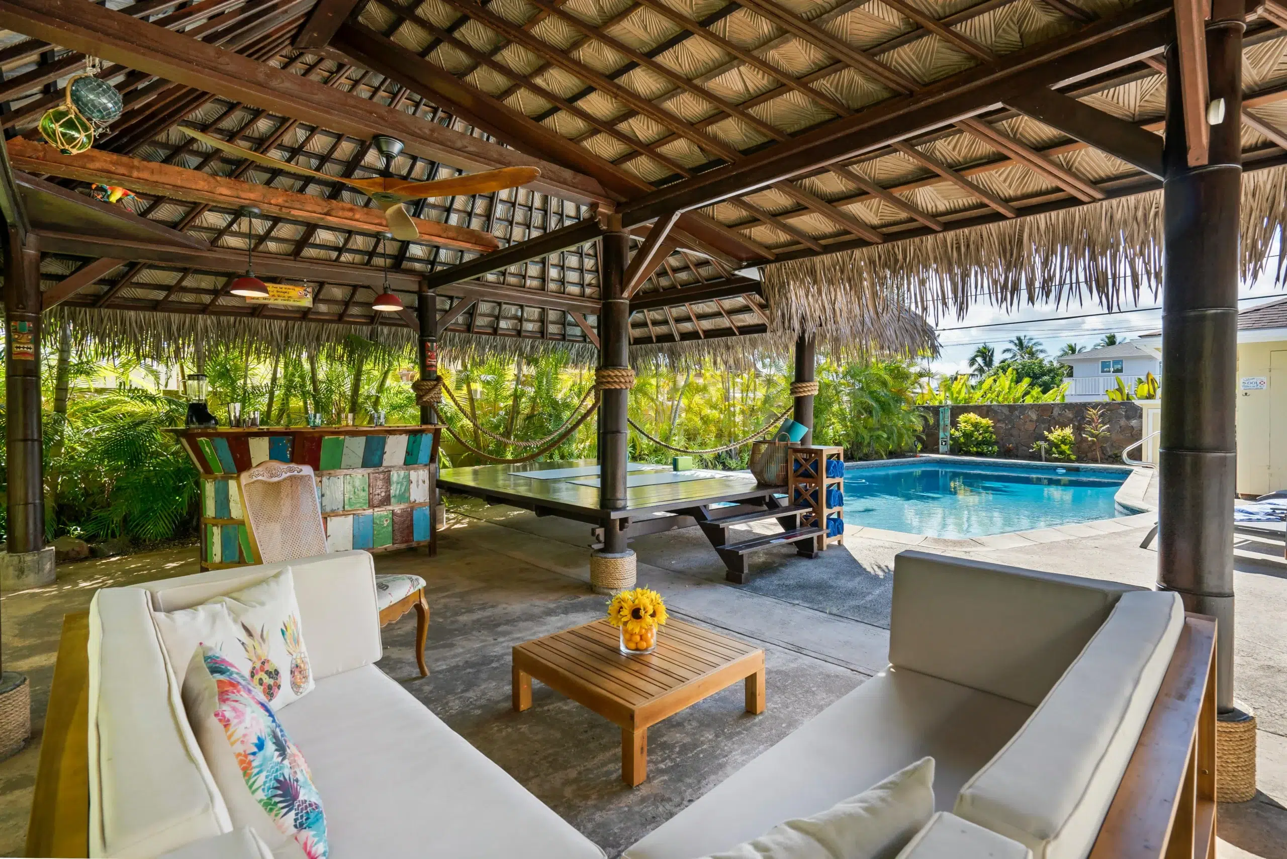 furniture for the party at the pool