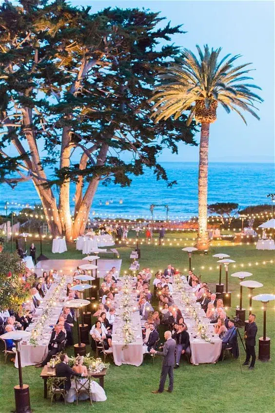 layered lighting at the event near beach