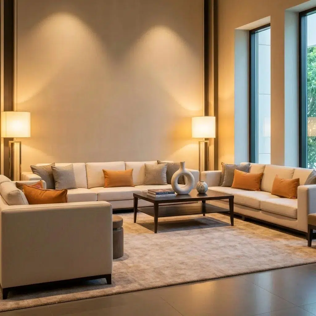Elegant indoor lounge area design showcasing furniture arrangement for intimate gatherings