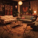 Cozy party setting with space-saving furniture rentals in Southern California