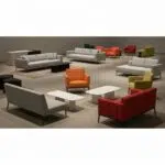 Mixed material event furniture featuring wood, metal, and upholstery in a stylish Camarillo setting