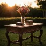 Stylish outdoor event furniture setup in Southern California with modular sofas and rustic tables