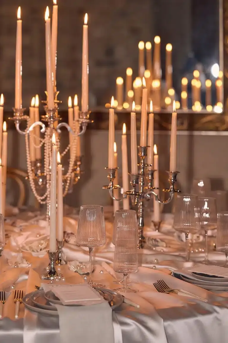 vintage candle lit as decor