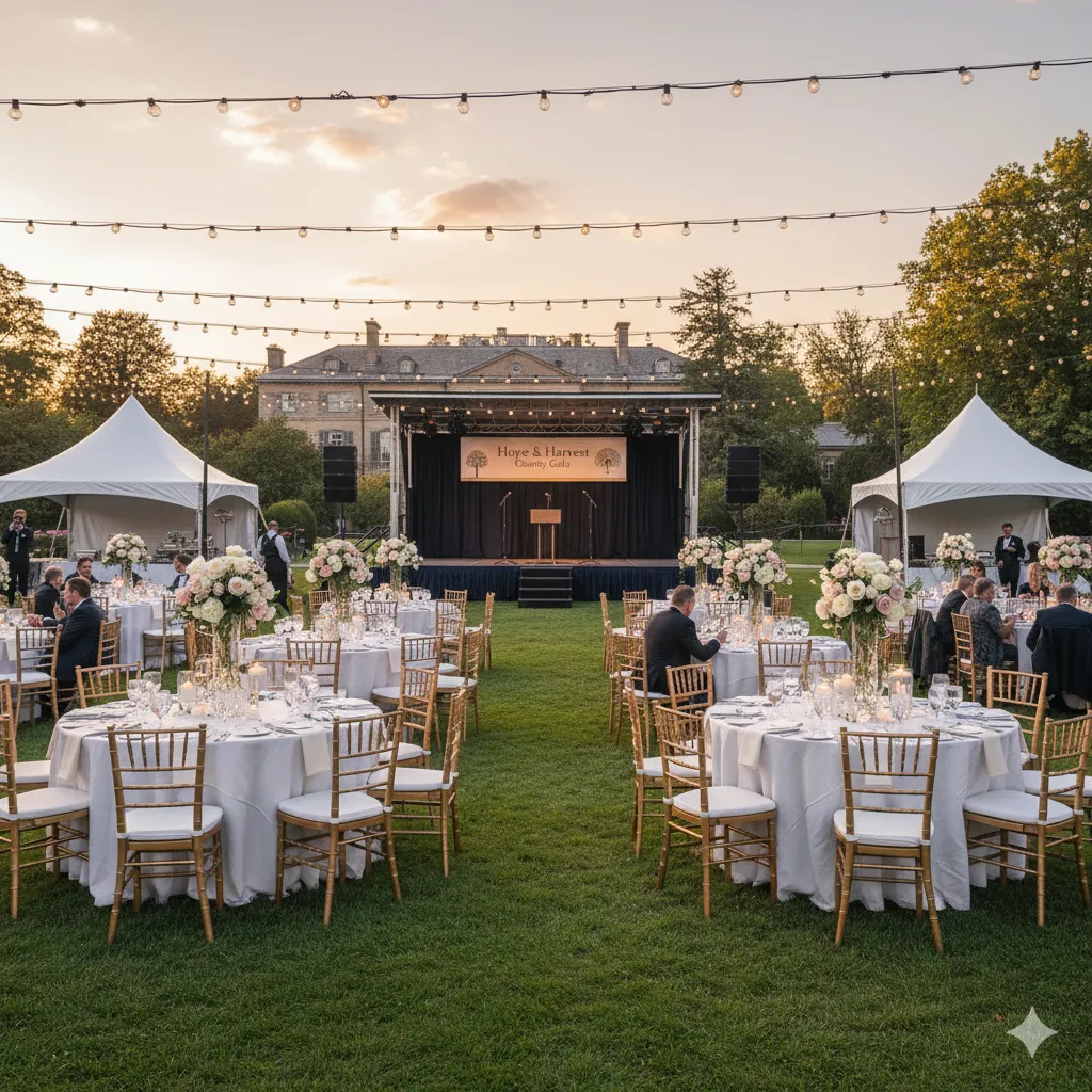 setup for fundraiser event