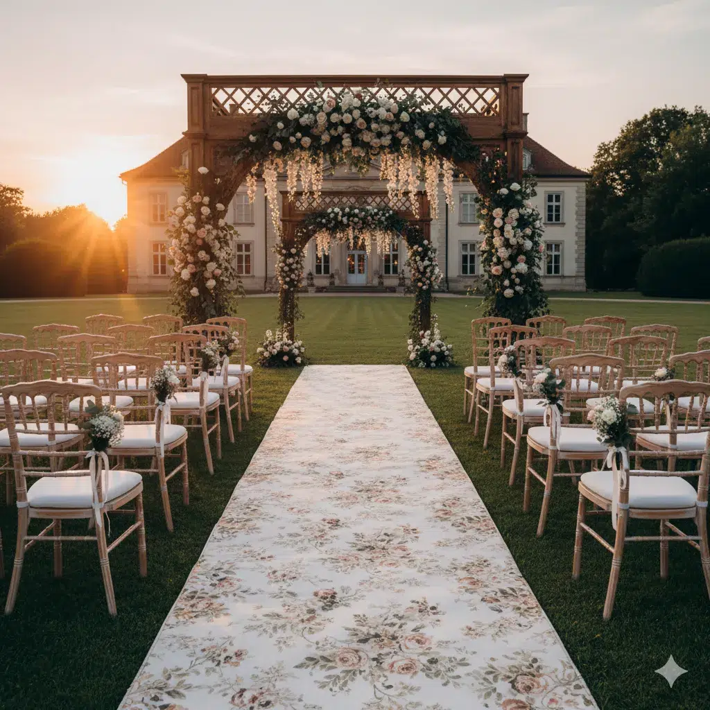 wedding arch and aisle runner