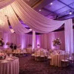 Elegant Los Angeles event space with luxurious draping and fabric decor showcasing sophistication and celebration