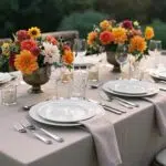 Elegant tableware setup for private celebrations in Southern California, featuring porcelain plates and crystal glassware