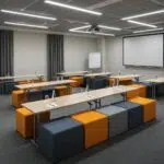 Modular conference furniture setup in a modern corporate environment