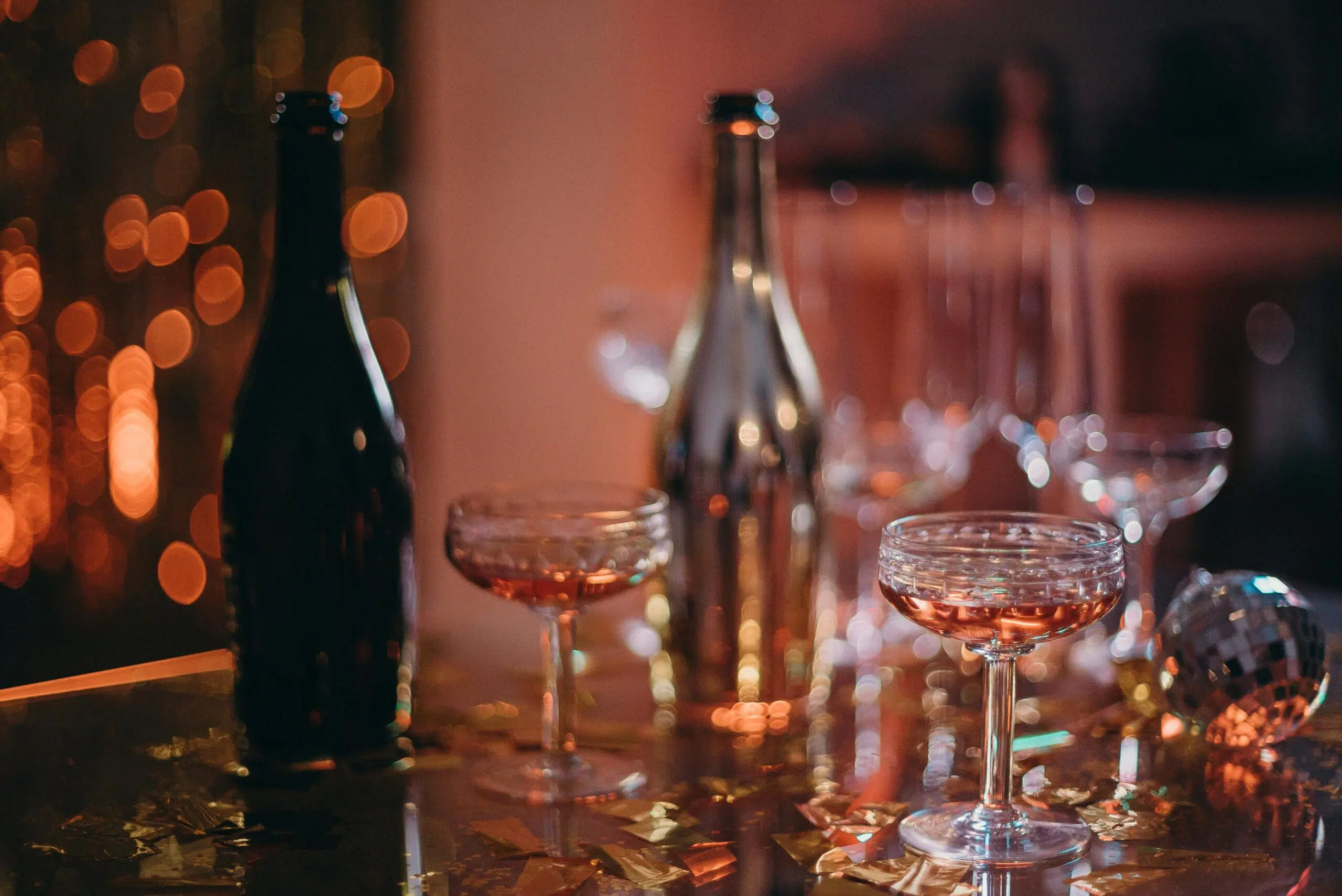 high standing table and cocktail bottles