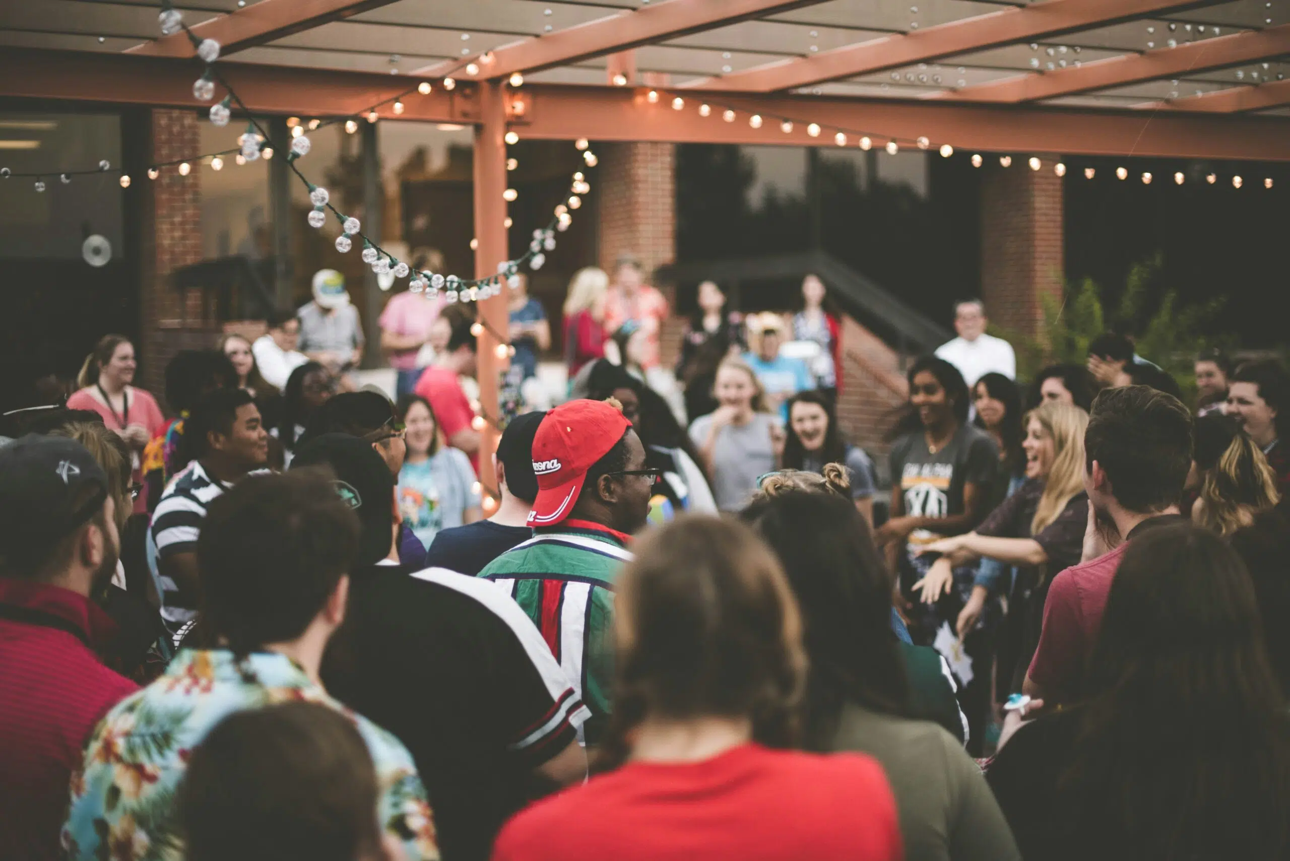 Guests mingling at an outdoor Santa Barbara party