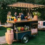Stylish portable bar setup in a Los Angeles backyard for home entertaining