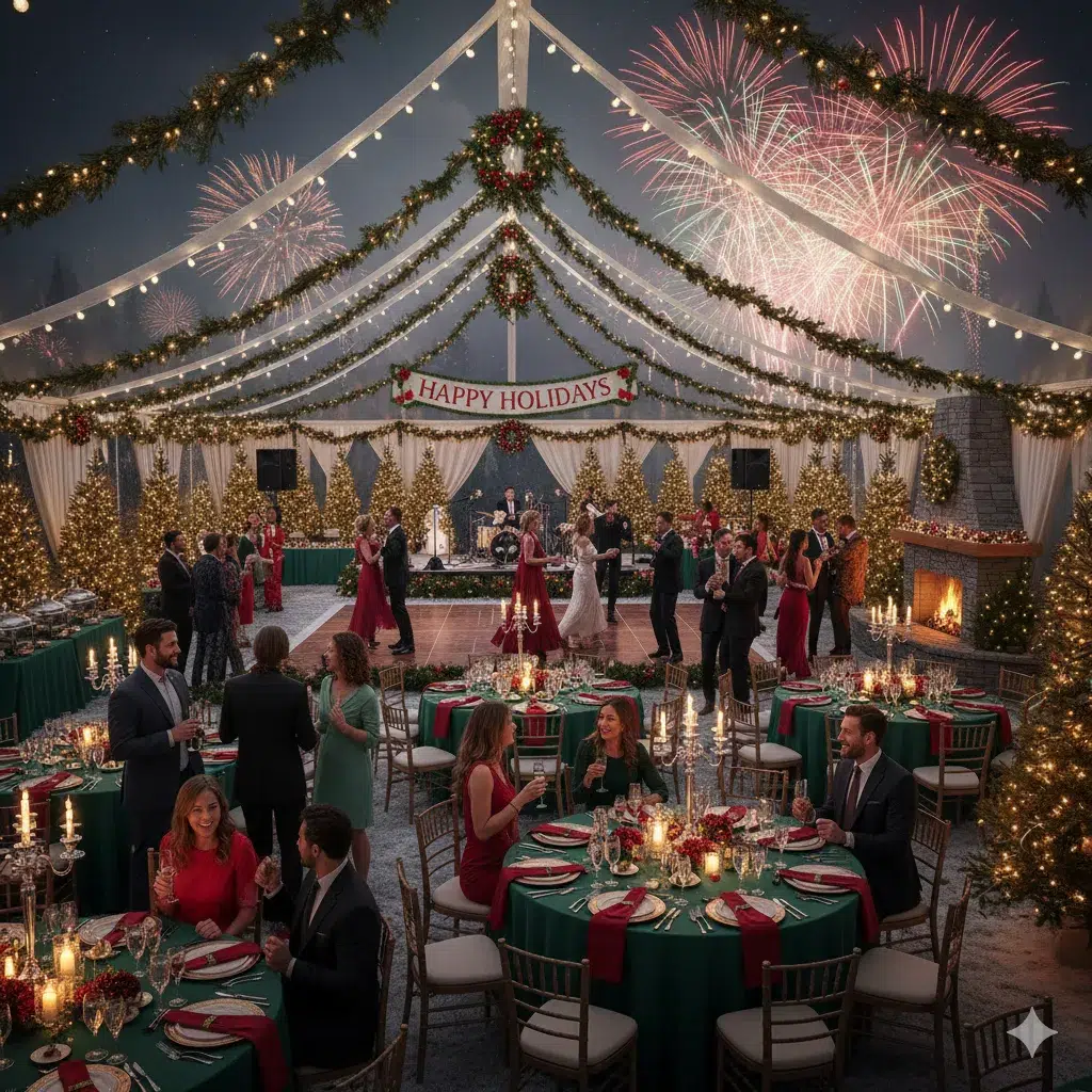 outdoor holiday party with tent
