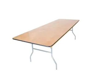 Long banquet table with a smooth surface, suitable for elegant dining arrangements at events and weddings.