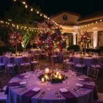 Festive holiday party setup with elegant tables and seasonal decor in Southern California