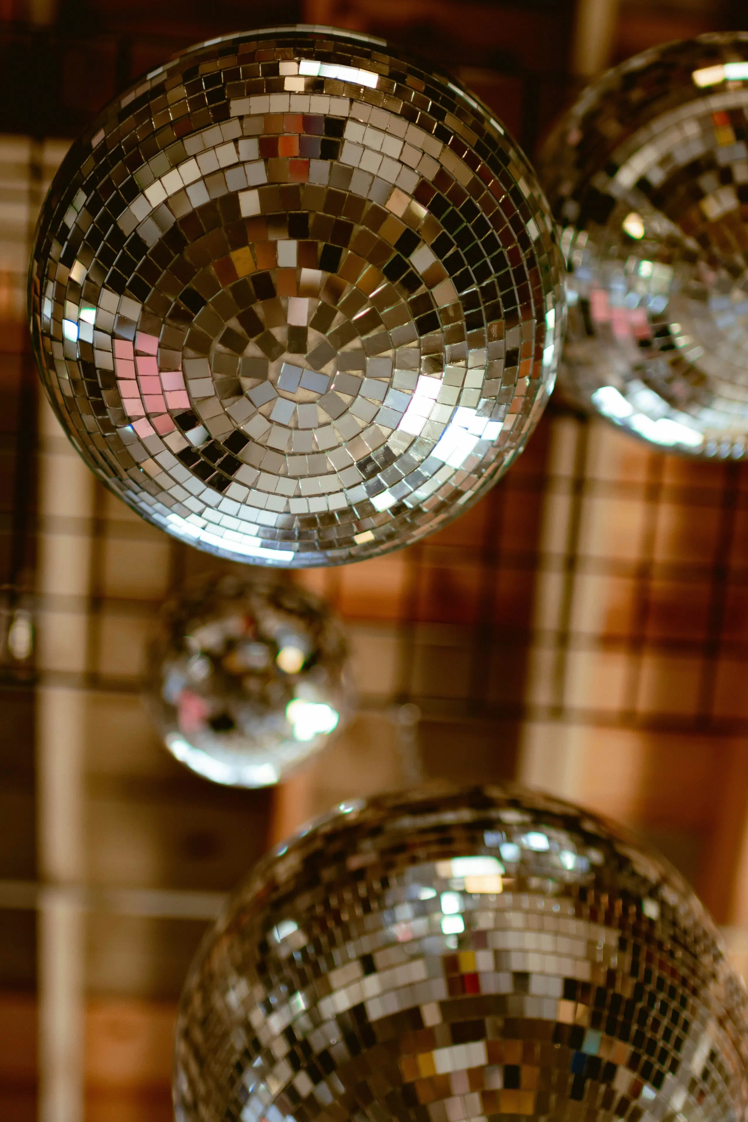 close up of disco ball lights
