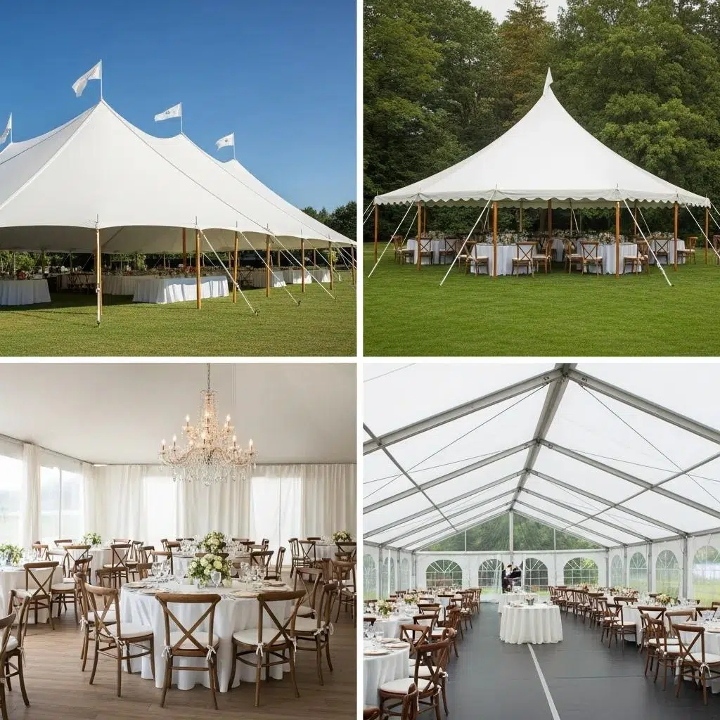 Sailcloth, frame, and clear span tent options compared for California events