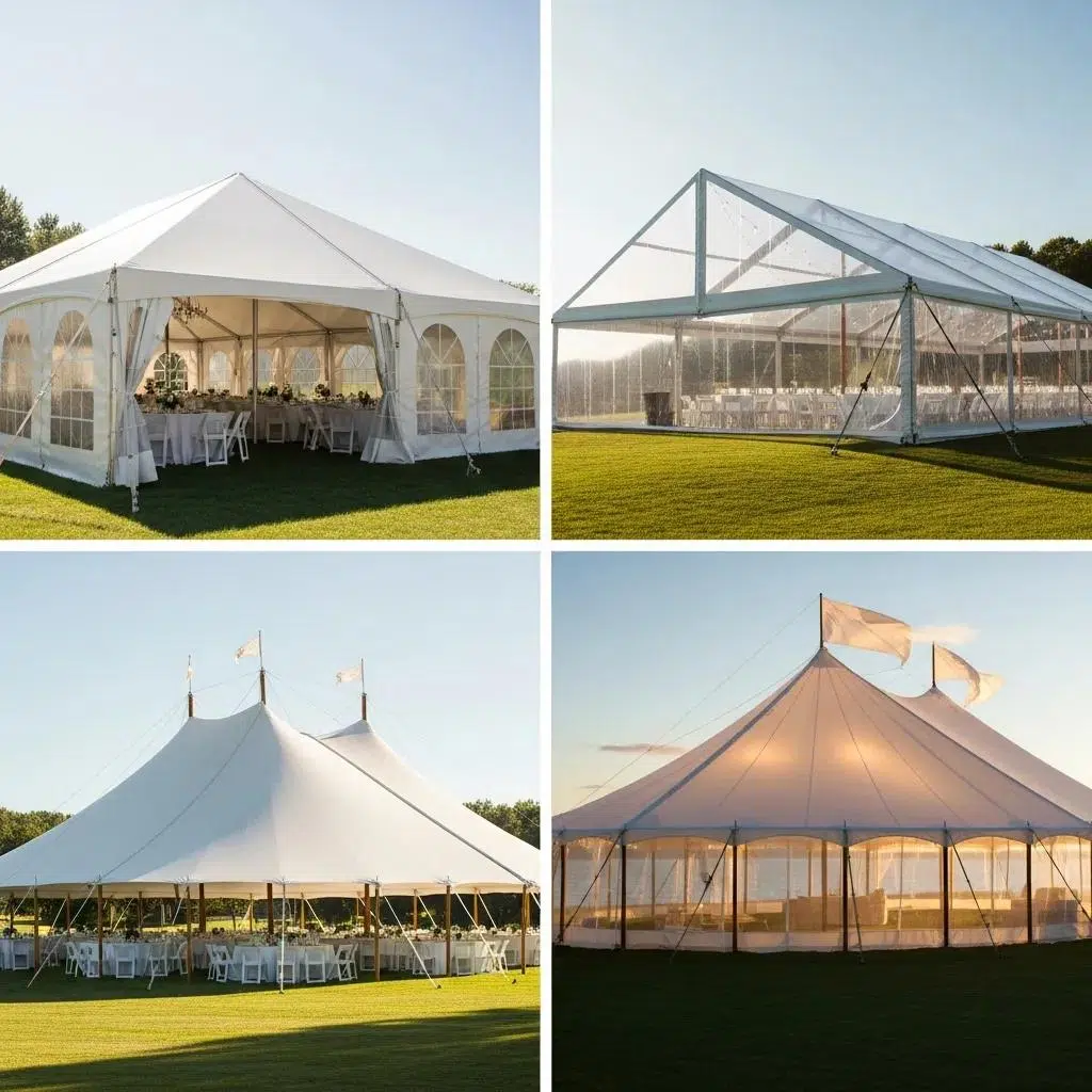 Comparison of tent types recommended for Ventura and Santa Barbara weddings