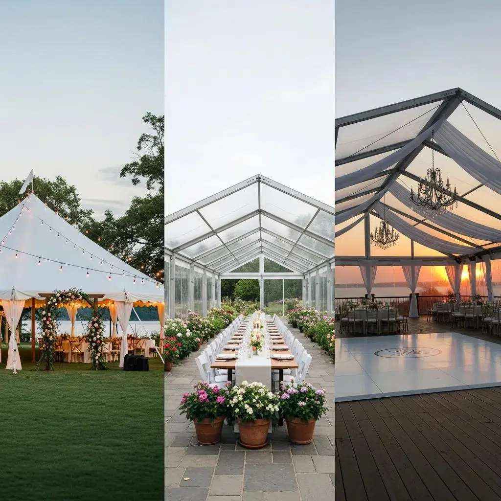 Selection of tent styles suited for backyard weddings in Ventura County