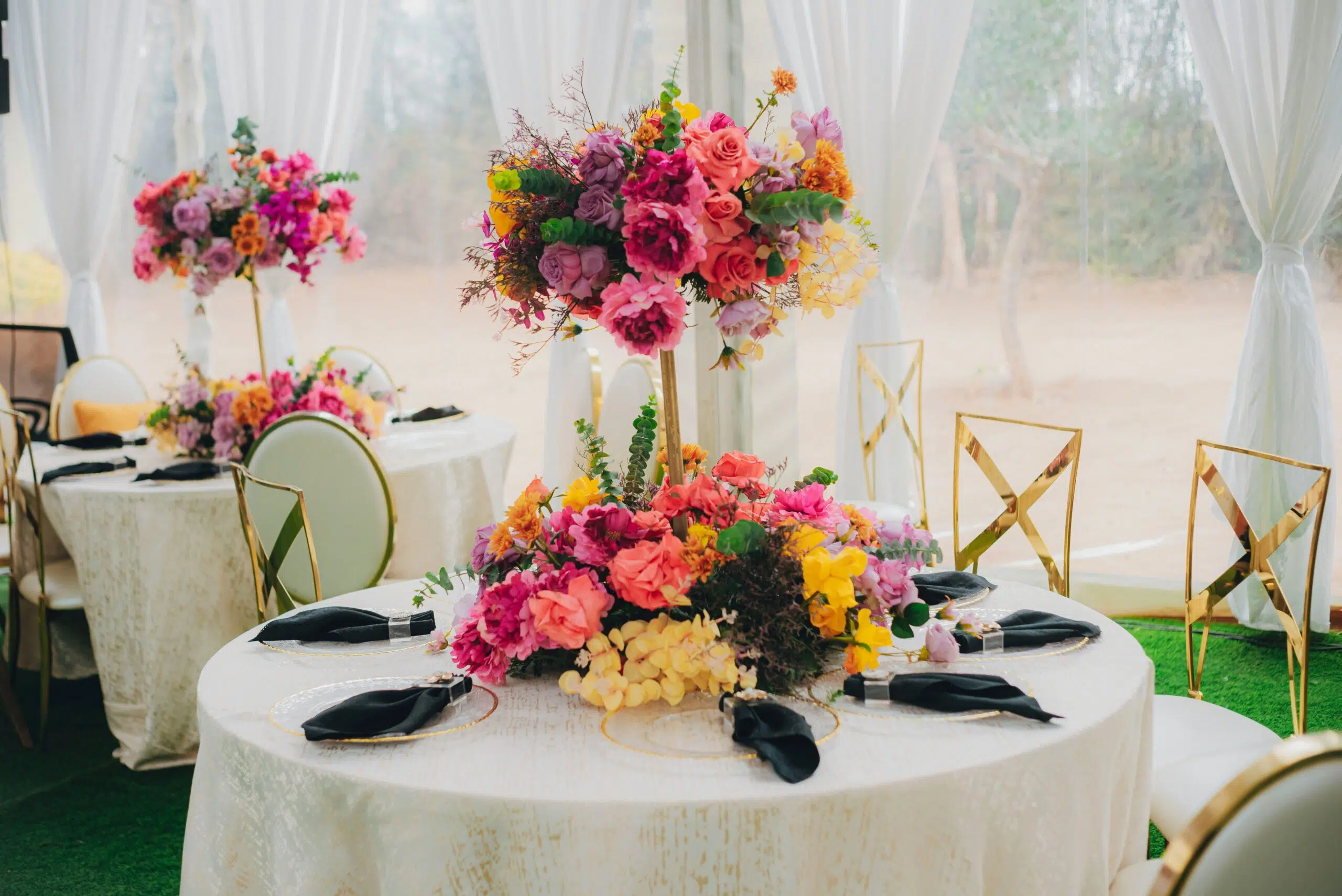 a beautiful table decor setup for an outdoor event