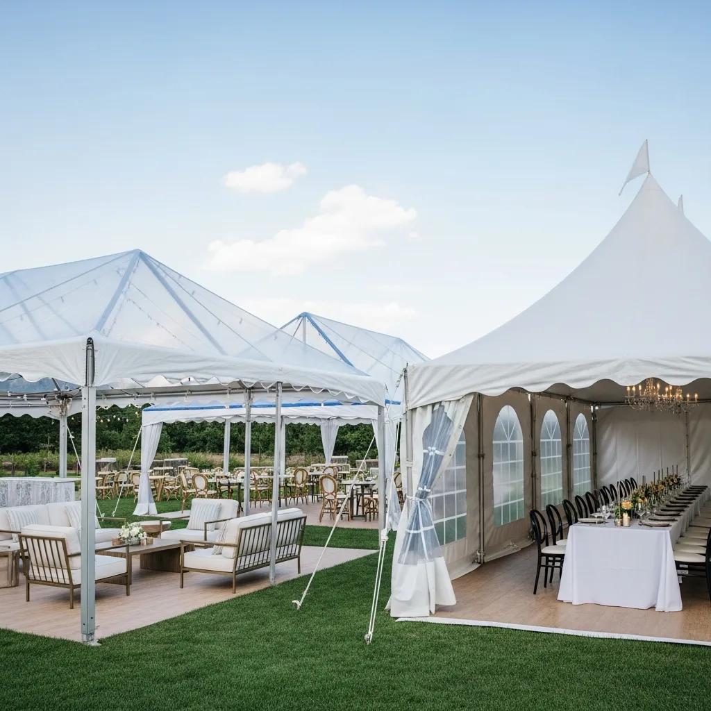 Tents and outdoor seating arranged for a corporate event