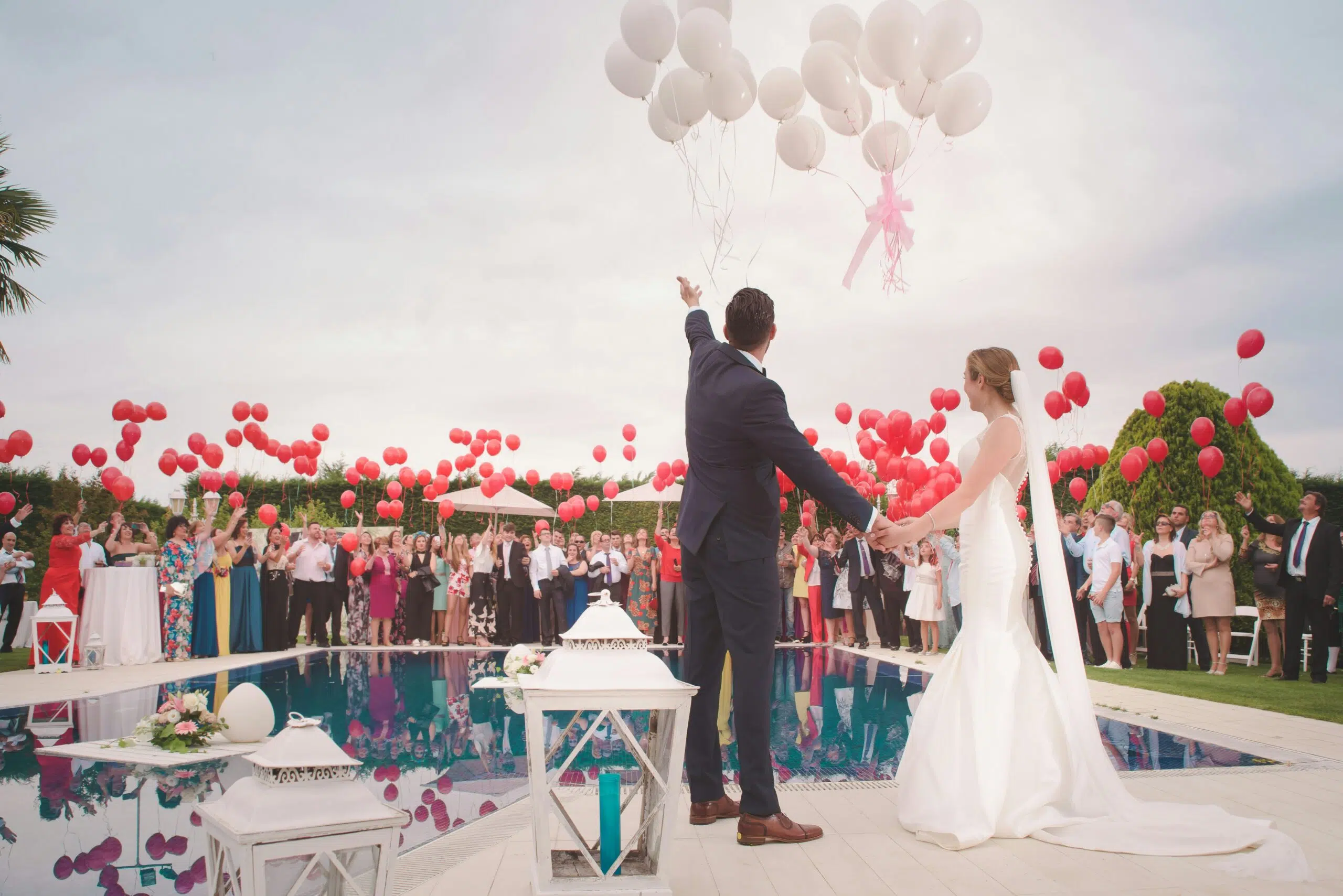 Couple celebrating wedding