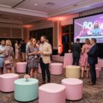 Corporate conference in Santa Barbara with custom branded backdrops enhancing brand visibility