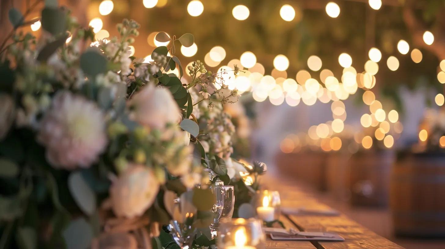 vineyard wedding, lighting, flowers