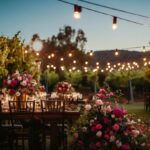 vineyard wedding, lighting, flowers