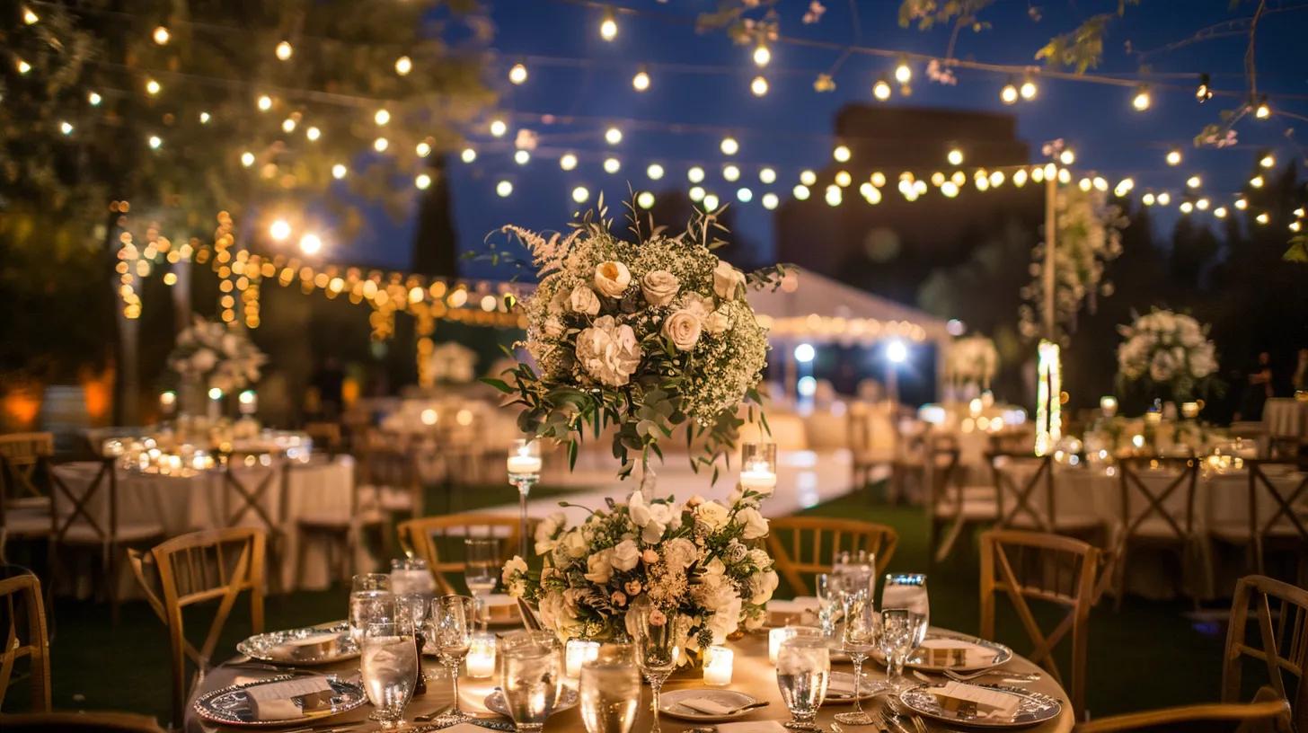 vineyard wedding, lighting, flowers