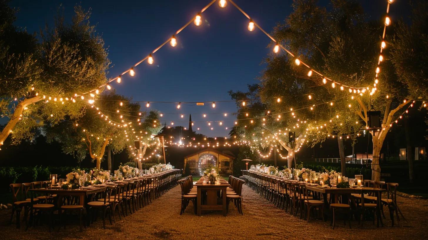 vineyard wedding, lighting and flowers