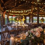 vineyard wedding, lighting and flowers