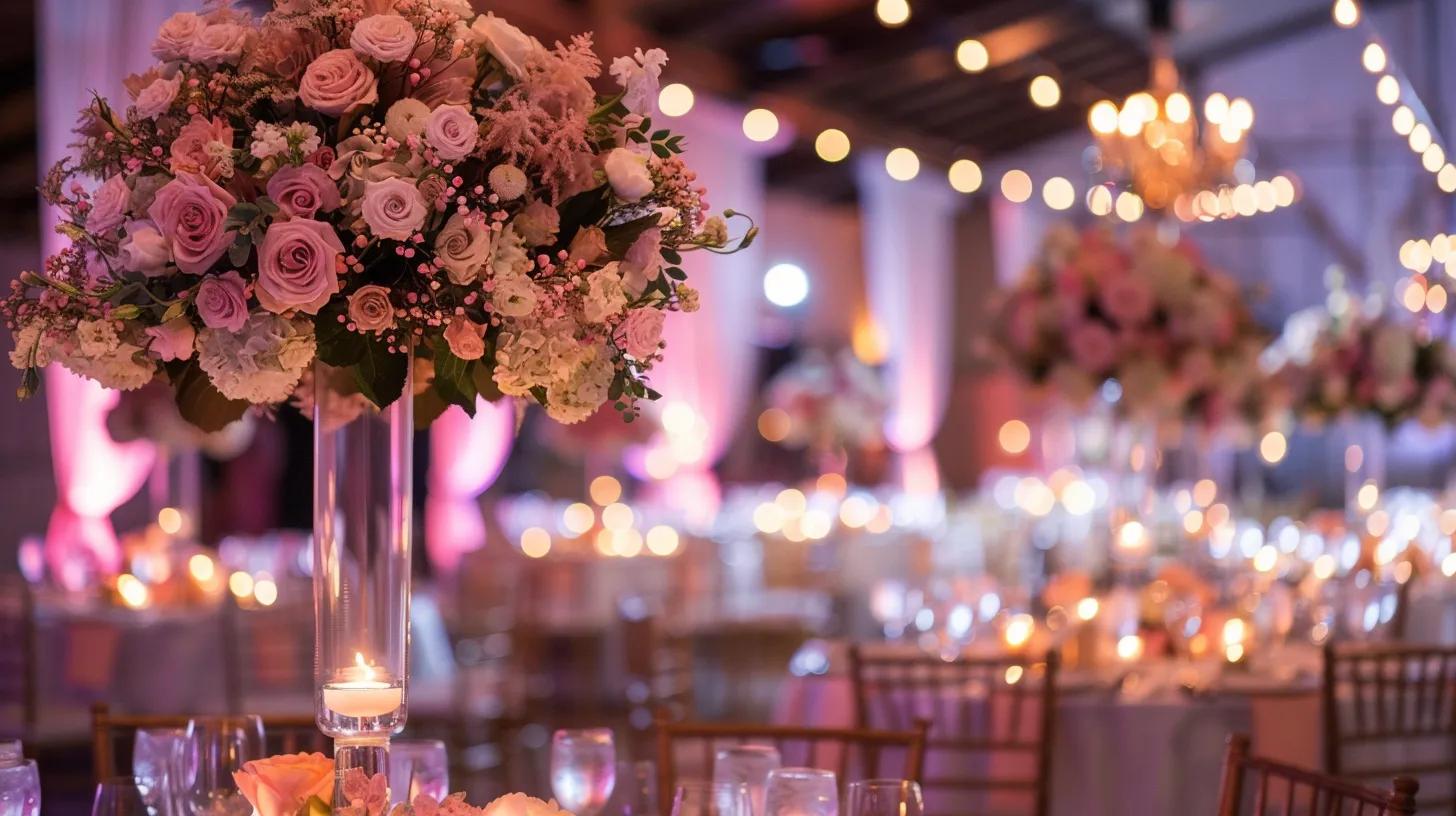 wedding, lighting, chairs and tables, flowers for decor